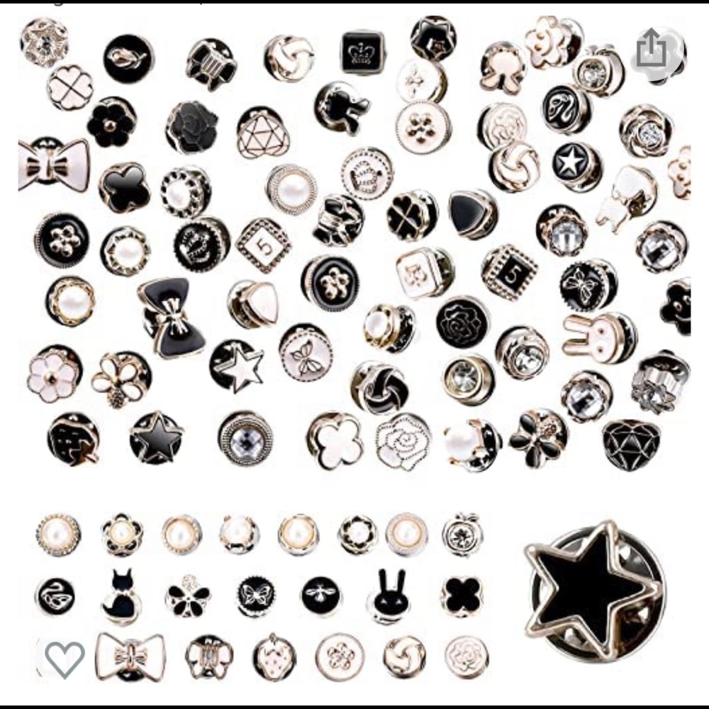 80 Assorted Instant Buttons / Shirt Pins